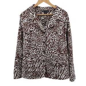 Mirror Image‎ Animal Print Button-Front Safari Jacket Plus Sz 1X Zebra Chic Work